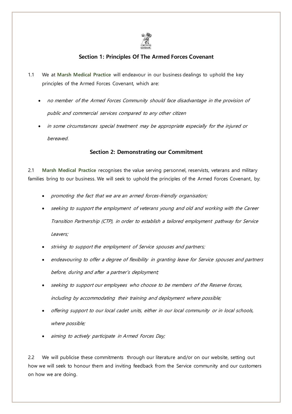 Armed Forces Covenant page 2