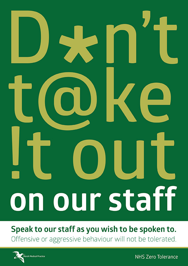 dont take it out on our staff poster